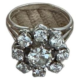Autre Marque Anello margherita diamanti oro bianco 18k taglia 50