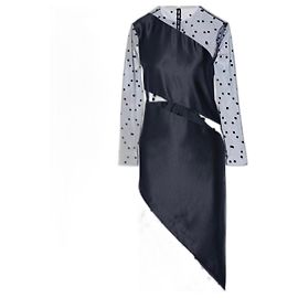 Autre Marque Vestido midi Michelle Mason de seda y tul azul marino con lunares