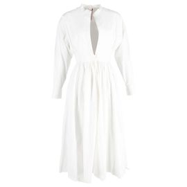 Vestido camisa midi de botones y manga larga Alexander Mcqueen en algodón blanco