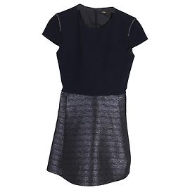 Vestido corto de manga corta bicolor Maje en poliéster azul marino y plata