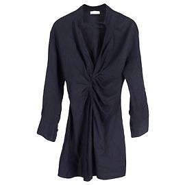 Vestido mini de manga larga con detalle fruncido en la parte delantera Sandro Paris en viscosa azul marino