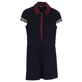 Vestido mini con cuello de encaje Riloid Maje en poliéster azul marino