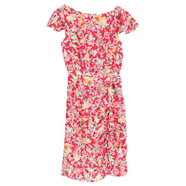 Saloni Heather Midikleid mit Rüschendetails aus mehrfarbigem Seidenstoff mit Blumenmuster - Autre Marque