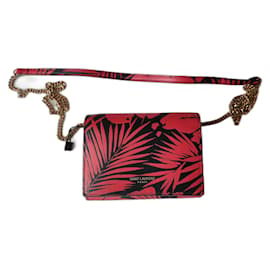 CARTERA DE CUERO SAINT LAURENT CON CORREA DE CADENA. - Saint Laurent