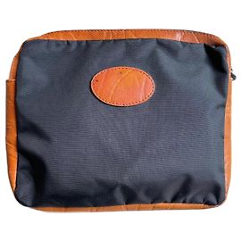 Longchamp Pouch Nylon and Leather Brown Black