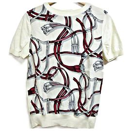 T-shirt vintage Gucci rara in seta con motivo di imbracatura per cavallo