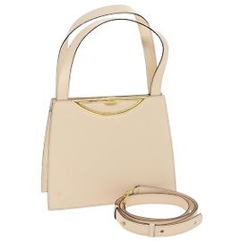 Céline Borsa a mano CELINE in pelle 2 vie crema oro Auth 91296