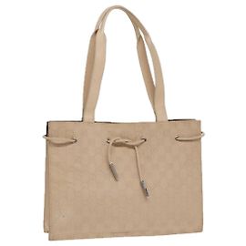 GUCCI GG Canvas Tote Bag Beige Silber 002 1053 Auth 90509