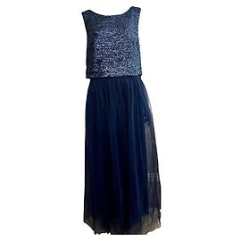 Vera Wang Ballkleid aus Pailletten und Tüll in Marineblau