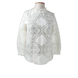 SéZane Bianca blusa de encaje blanca