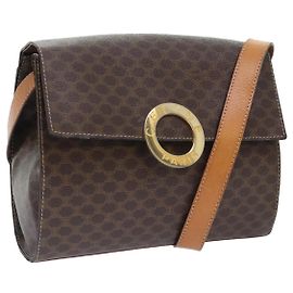 Céline Borsa a spalla in tela Macadam CELINE in pelle PVC marrone Auth 89824