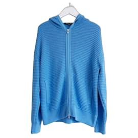 Loro Piana hellblaue gerippte Seiden- und Baumwolljacke