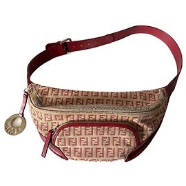 Borsa a vita Fendi Zucchino Vitello Pocket Beige Azzurro Rosso