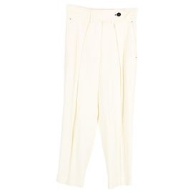 Pantalones rectos plisados en acetato crema Max Mara Sportmax