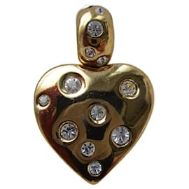 Pendentif coeur métal doré et strass. - Yves Saint Laurent