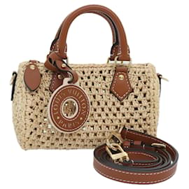 LOUIS VUITTON Nano Speedy Borsa a Mano Pelle Raffia Beige M83525 LV Auth 89904S