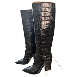 Botas Sergio Rossi de cuero grabado efecto cocodrilo negro