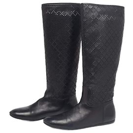 Botas negras de cuero hasta la rodilla Gucci
