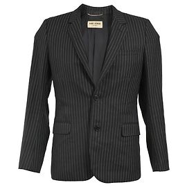 Blazer monopetto a righe di Saint Laurent con tasche in lana nera
