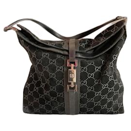 Borsa a spalla Gucci Jackie in suede Guccissima nera