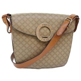 Céline Borsa a spalla in tela Macadam CELINE beige oro Auth ep5915