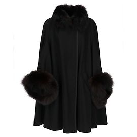 Autre Marque A.N.G.E.L.O. Vintage Cult Abrigo de Lana y Zorro Negro