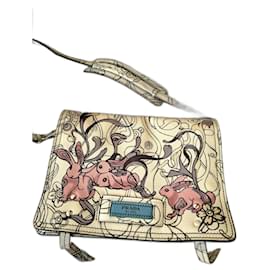 Borsa a flap in pelle stampata Etiquette Edizione Limitata Prada x James Jean