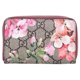 GUCCI GG Supreme Monogram Blooms Cartera con Cremallera Beige Multicolor Rosa Seco