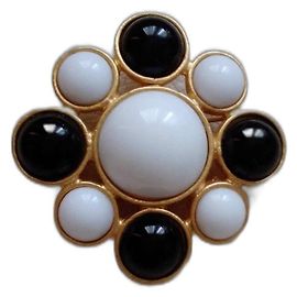 Broche Georges Rech en pasta de vidrio negro y blanco