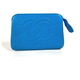 Pochette Multi Chanel in pelle caviar blu
