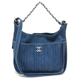 Borsa a spalla Chanel A57641 Matelassé Coco Mark in denim