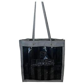 Authentische Vintage Fendi Seltene PVC transparente & Woll-Logo Pecan Tote