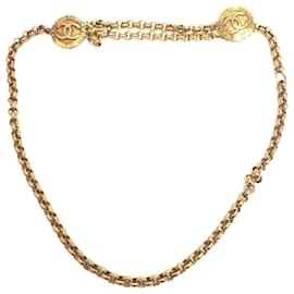 Chanel Vintage Coco Mark Kettengürtel Golden Metallisch Metall ref