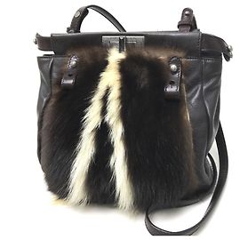 Bolso de hombro de piel marrón oscuro Fendi 8BT161