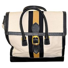 Sac de voyage surdimensionné en toile blanche Gucci authentique rare de Tom Ford avec web jaune