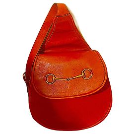Borsa a corpo in pelle marrone rara Gucci vintage autentica con morsetto.