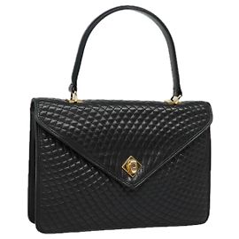 BALLY Handtasche aus schwarzem Leder mit Gold Auth bs18574