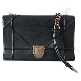 Bolsa de mão Christian Dior Diorama em couro preto
