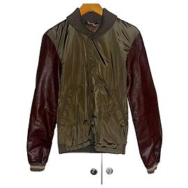 Giacca bomber in nylon e pelle di vitello tagliata e cucita autentica Gucci Rare Tom Ford