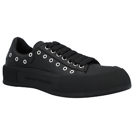 Alexander McQueen Scarpe da barca da uomo in nero/argento
