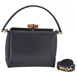 Borsa a mano e a spalla 2 in 1 GUCCI Bamboo in pelle nera