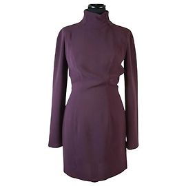 Thierry Mugler Mugler Kleid mit hohem Kragen in Aubergine