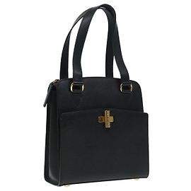 Céline Borsa a mano CELINE in pelle nera e oro Auth 92770