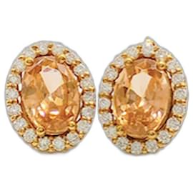 Orecchini in oro 18 carati con morganite e diamanti - Autre Marque