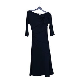 Diane Von Furstenberg Midi Kleid Schwarz Wolle und Seide