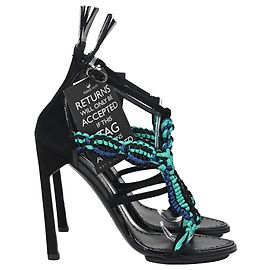 Sandali con tacco alto e cinturino alla caviglia intrecciato Proenza Schouler in suede multicolore