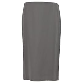 Alberta Ferretti Midi Hochtaillierte Gerade Rock aus grauem Polyester