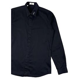 Christian Dior Camicia Dior con ricamo Dior in popeline di cotone nero