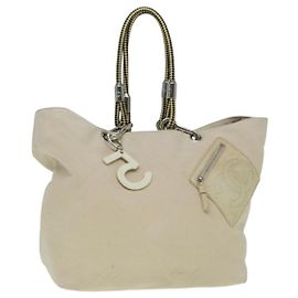 CHANEL COCO Borsa Tote in Tela Beige Argento CC Auth bs18464