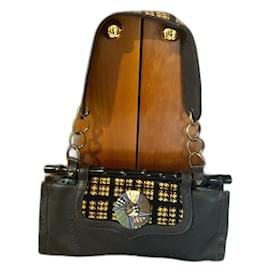Borsa a mano Kenzo Bamboo in pelle marrone scuro